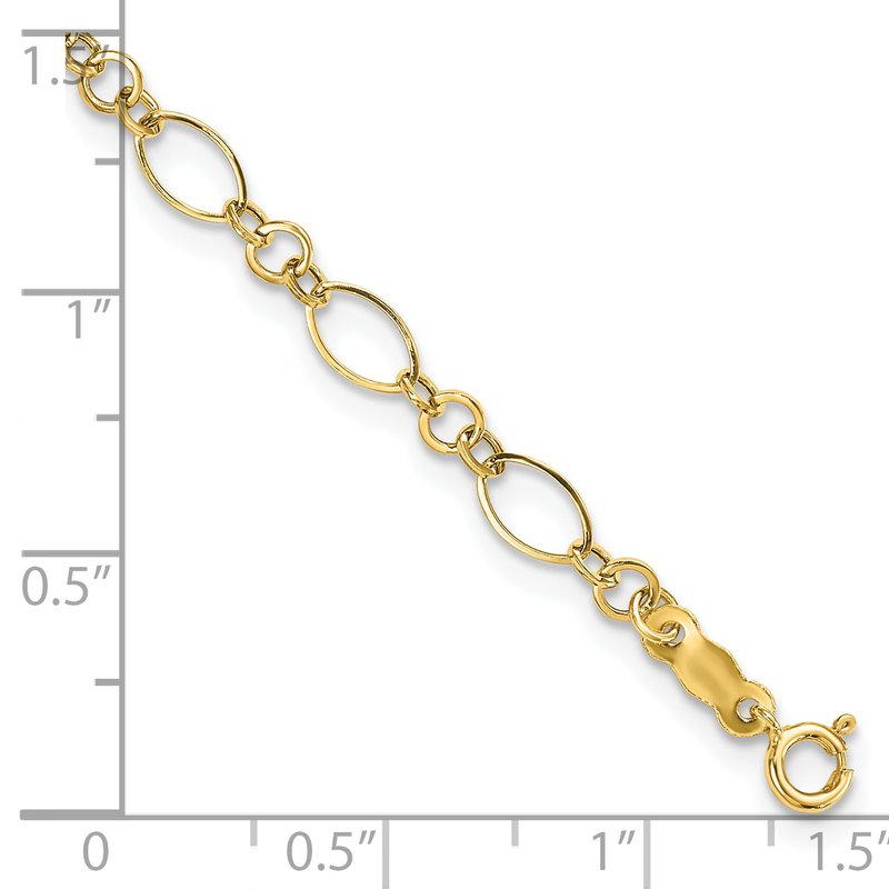14k Polished 3mm Fancy Oval and Round Link 18 inch Necklace