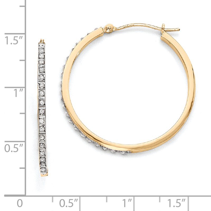14k Diamond Fascination Round Hinged Hoop Earrings