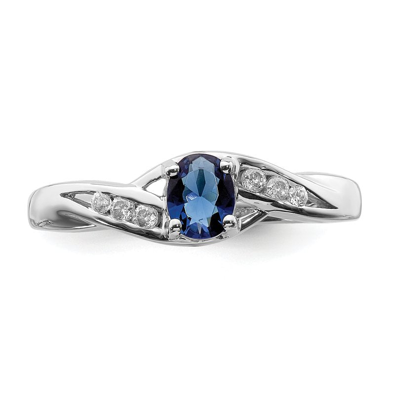 14k White Gold Oval Emerald Diamond Ring