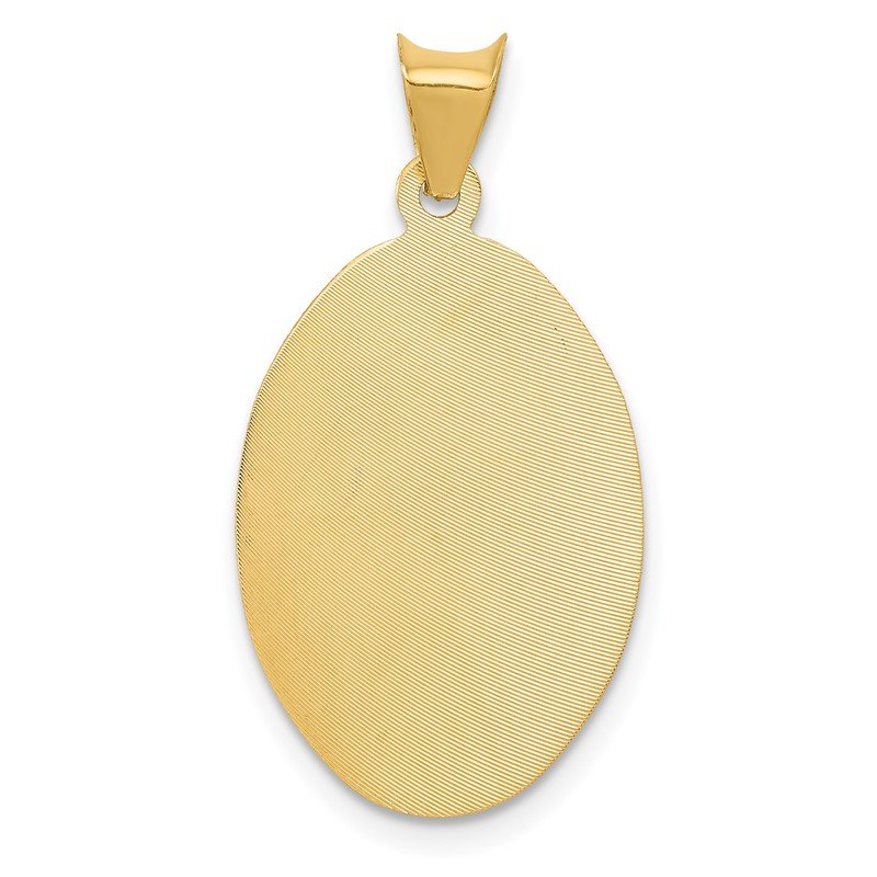 14K with Rose and White Rhodium Diamond-cut Solid Sagrado Corazon de Jesus Oval Pendant