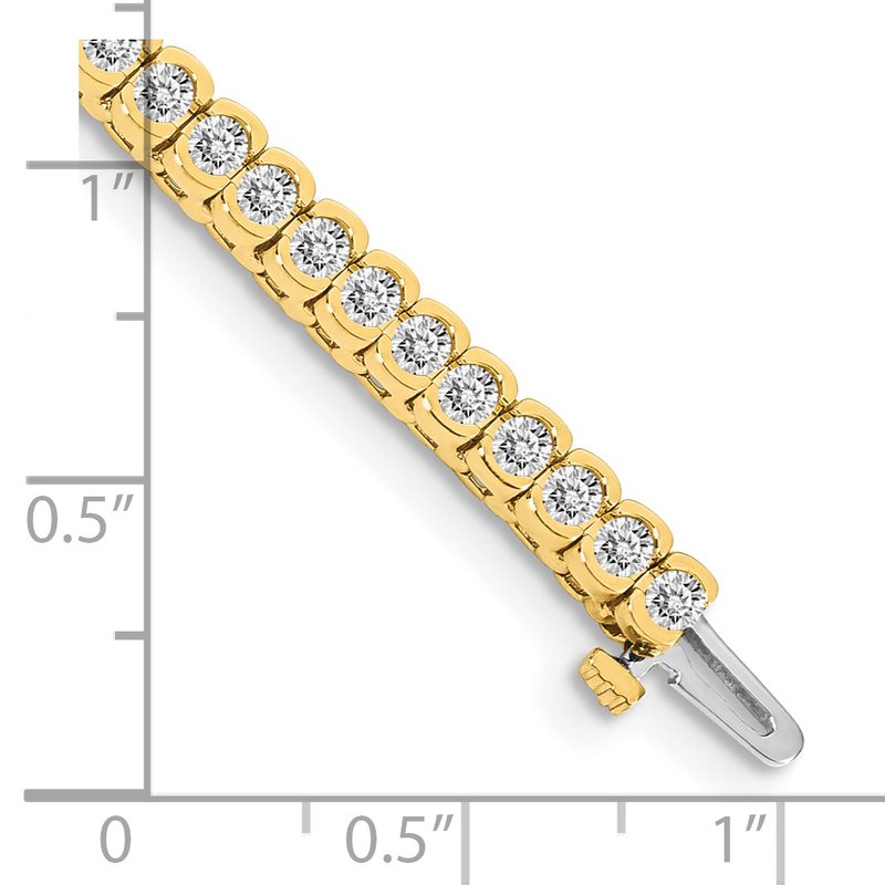14k Complete 3.5 carat Round AA Diamond Half-Bezel 7 inch Tennis Bracelet