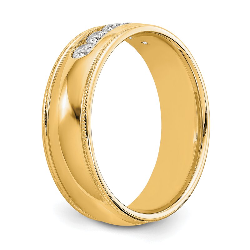 14K White Gold Men's 1/2 carat Lab Grown Diamond VS+ F+ Size 10.5 Complete Miligrain Band