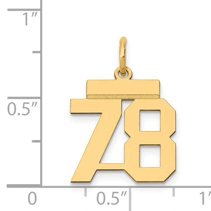 14k Small Polished Number 78 Charm