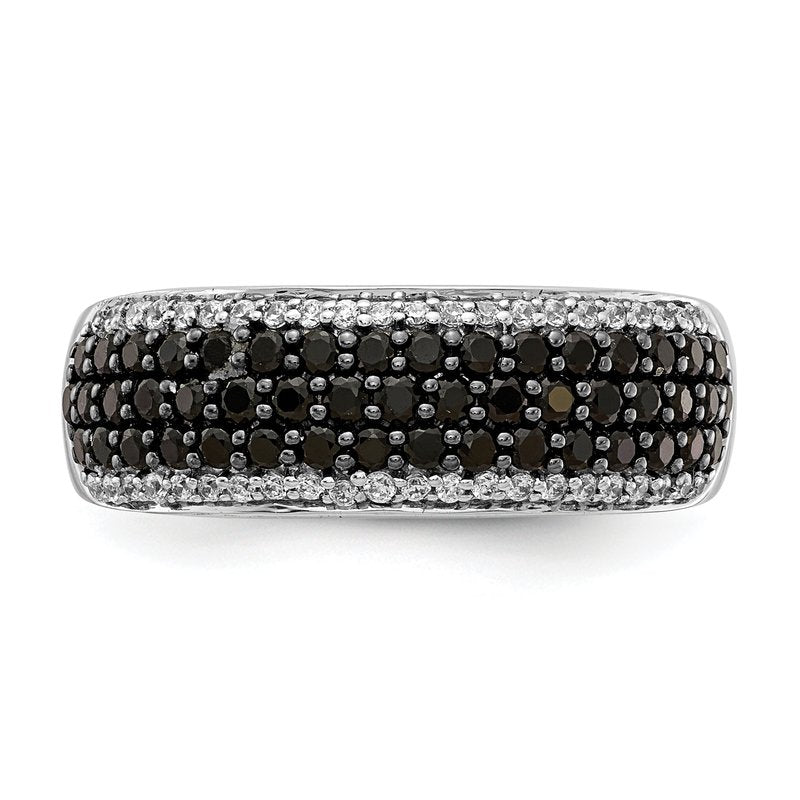 14k White Gold White and Black Diamond Band Ring