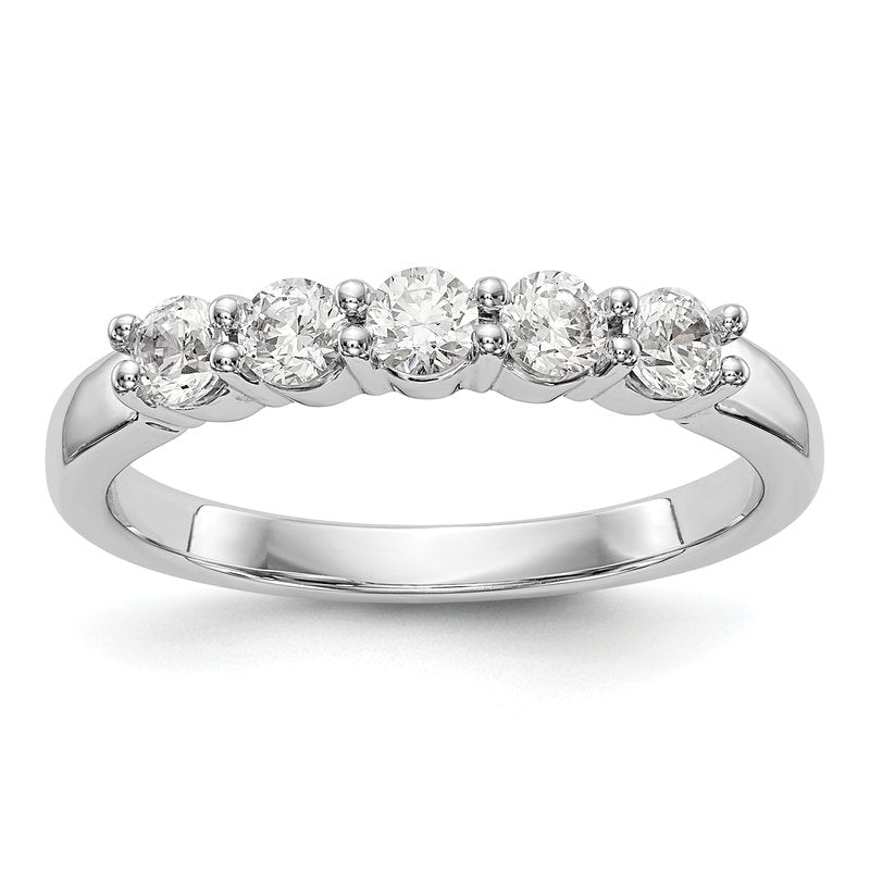 14K White Gold 1/3 carat Lab Grown Diamond VS+ F+ Complete Round Five Stone Ring