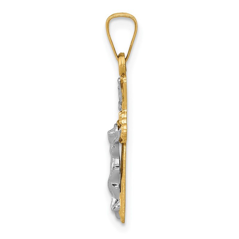 14k Two-tone Polished INRI Crucifix Pendant