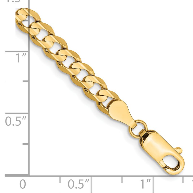 14K 26 inch 4.5mm Open Concave Curb with Lobster Clasp Chain
