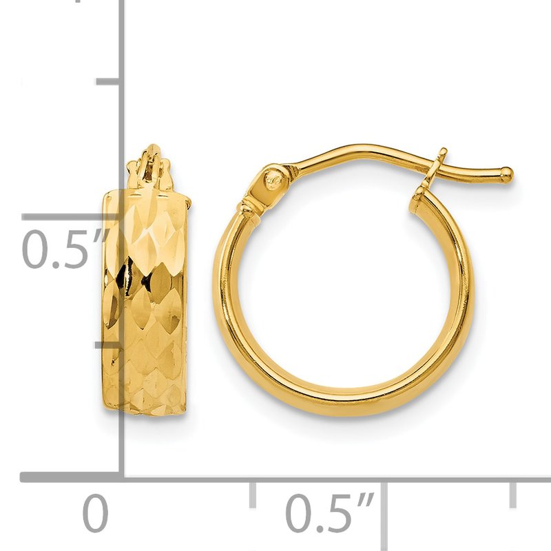 14K Polished and D/C Hoop Earrings