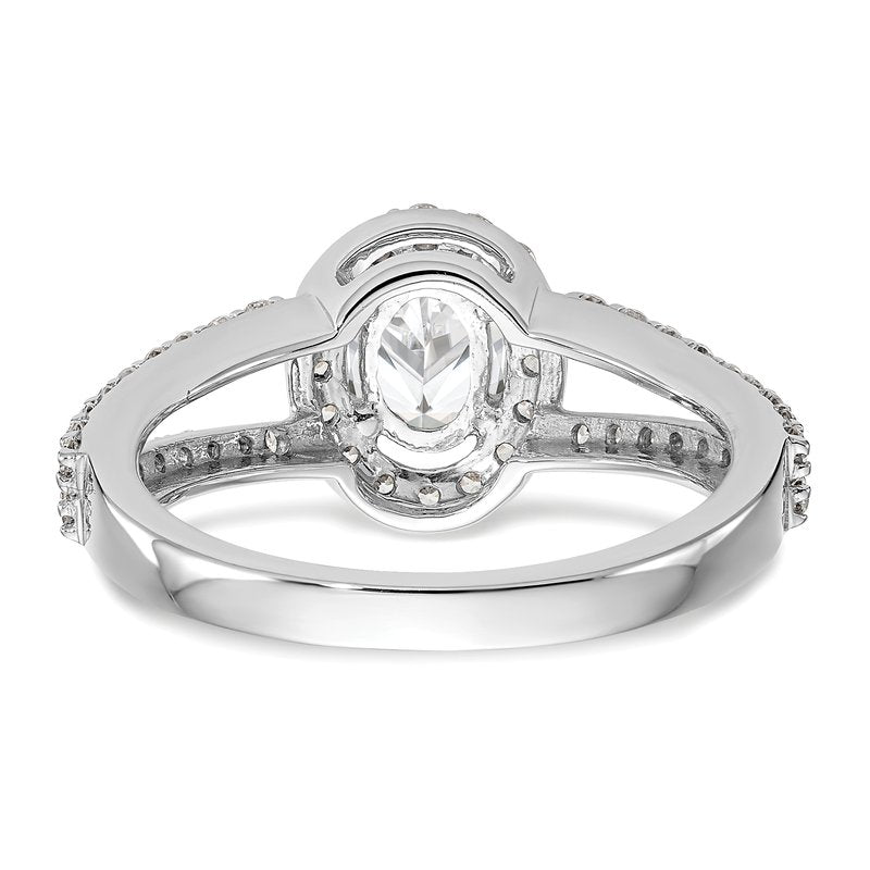 14K White Gold 1/2 carat Lab Grown Diamond VS/SI  D E F  Semi Mount Oval Halo Engagement Ring