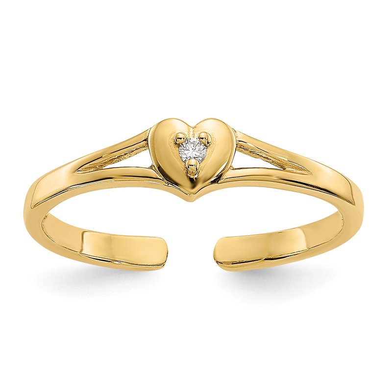 14k White Gold .01ct Diamond Heart Toe Ring