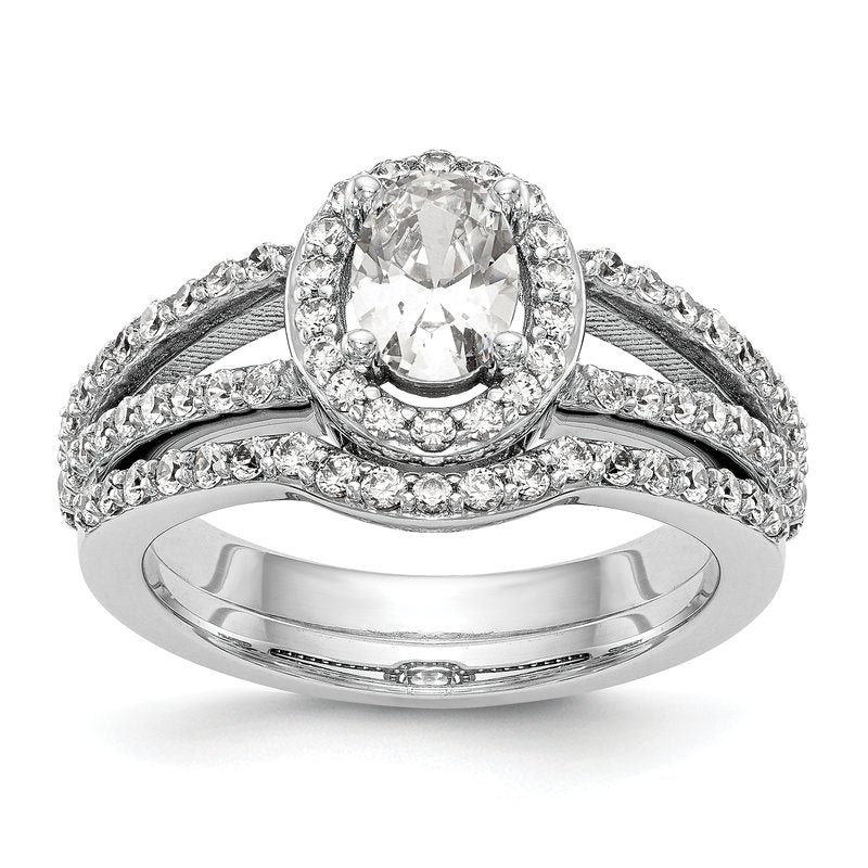 14K White Gold 1/2 carat Lab Grown Diamond VS/SI  D E F  Semi Mount Oval Halo Engagement Ring