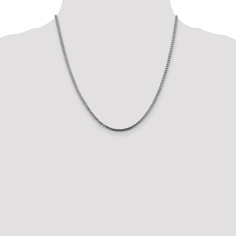 14K White Gold 16 inch 2.5mm Franco with Lobster Clasp Chain