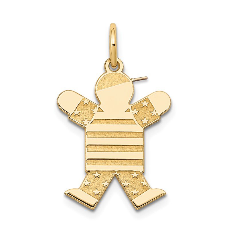 14k The Kids Small Stars and Stripes Boy Engravable Joy Charm
