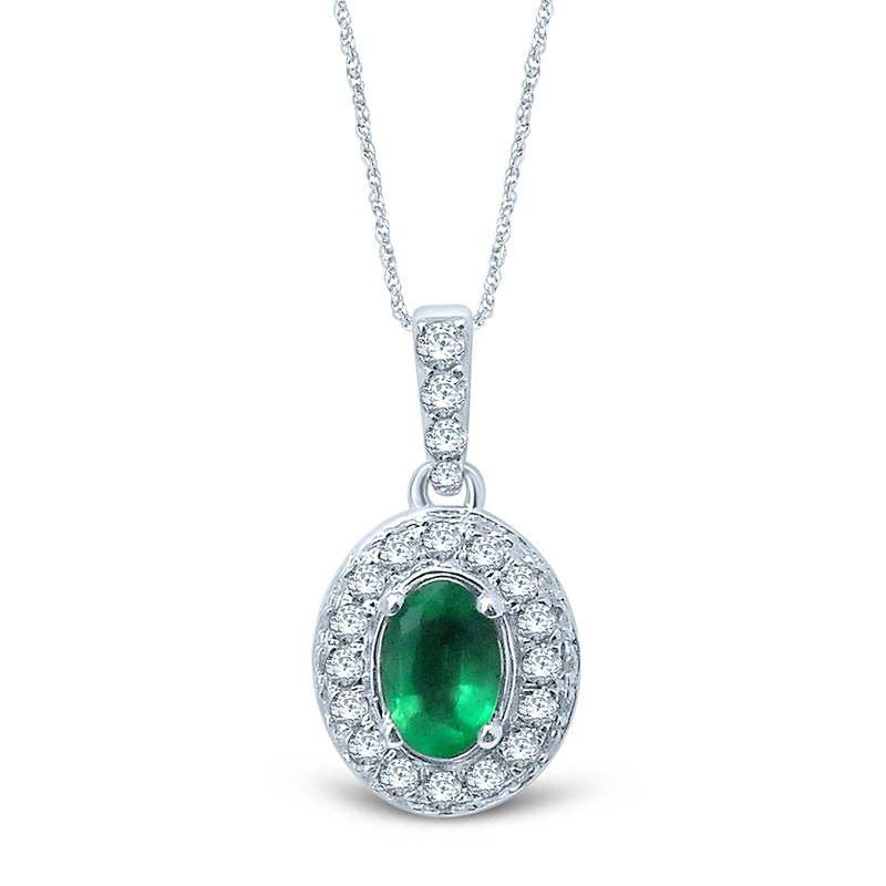 14K Diamond  Emerald Pendant