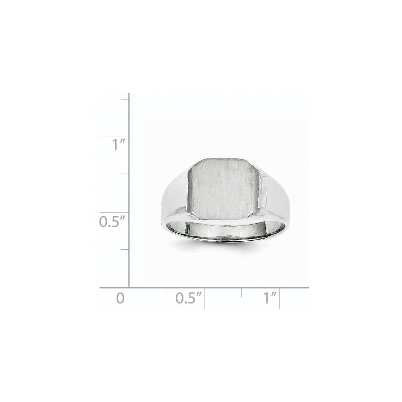 14k White Gold 11.0x10.5mm Closed Back Men's Signet Ring