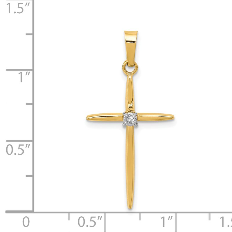 14k Diamond Polished Passion Cross Pendant