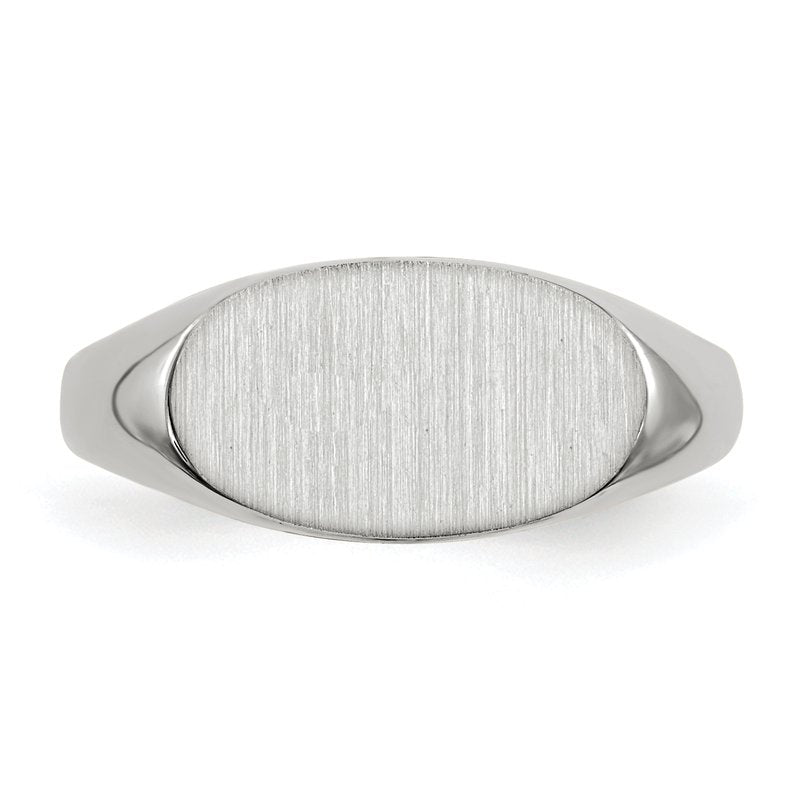 14k White Gold 12.0x6.5mm Closed Back Signet Ring