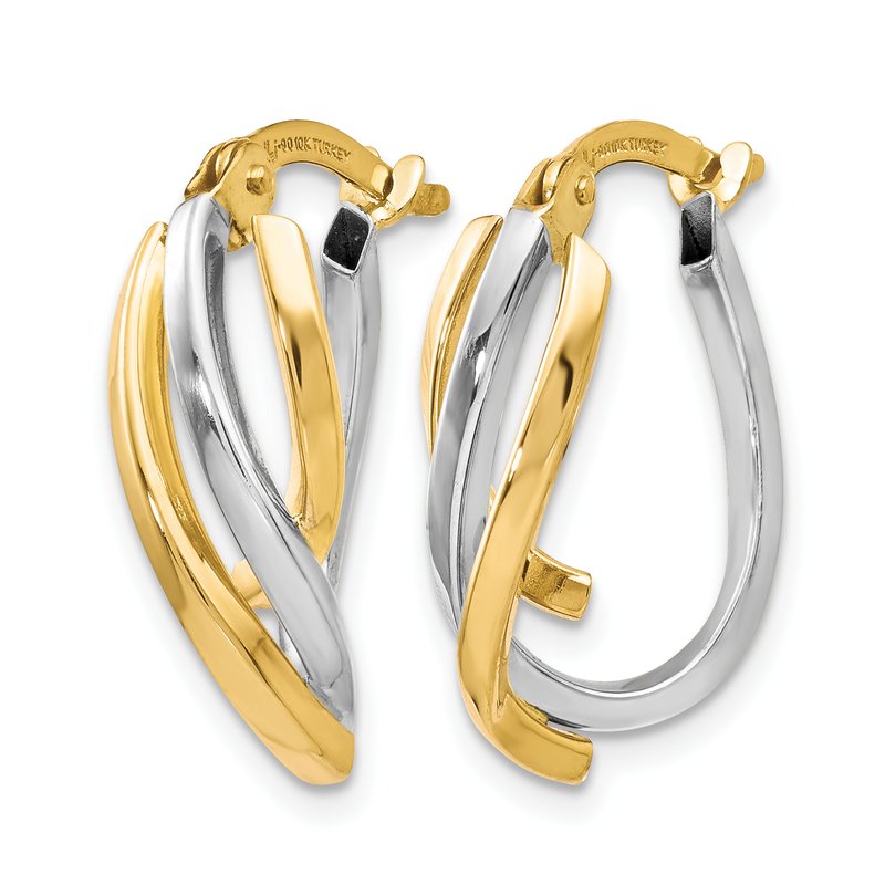 10K Two-tone Polished Twisted Hoop Earrings