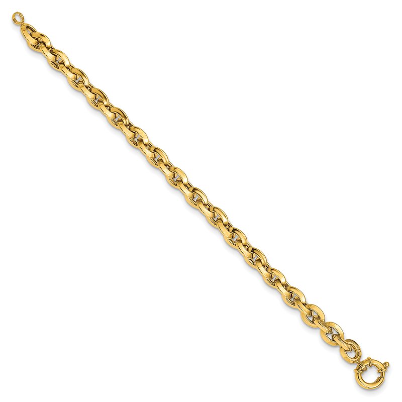 14K Polished 7.9mm Fancy Knife-edge Rolo Link 8 inch Bracelet