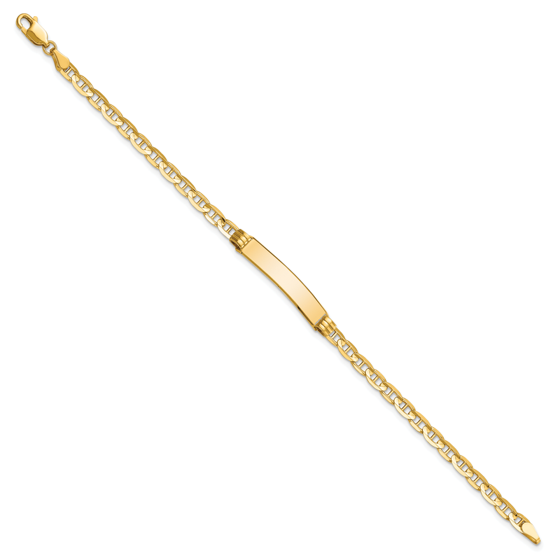 14k Polished Solid Chain/Solid Plate Anchor Link 24.5x4.5mm Plate 7 inch ID Bracelet