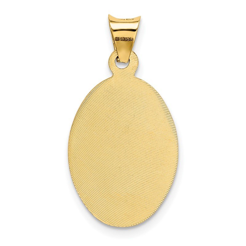14K Polished Diamond-cut Corpus Oval Pendant