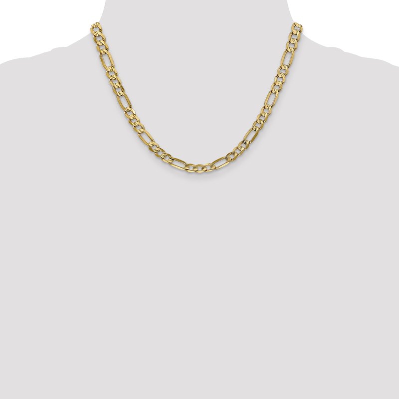 14K 26 inch 6mm Concave Open Figaro with Lobster Clasp Chain