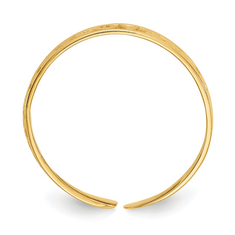 14K Polished LOVE and Hearts Toe Ring