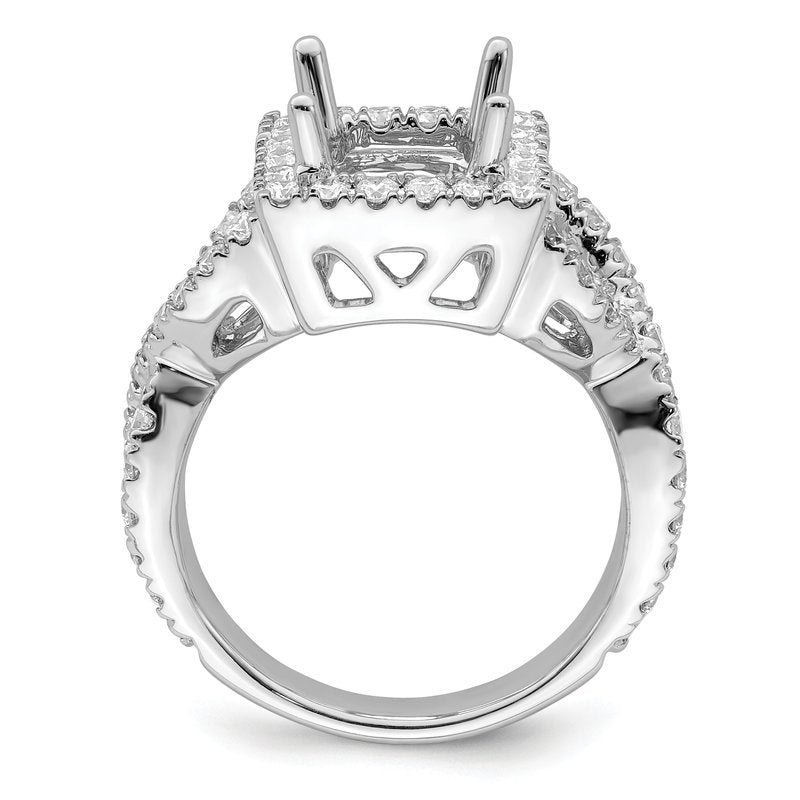 14K White Gold 1/2 carat Lab Grown Diamond VS/SI  D E F  Semi Mount Princess Halo Engagement Ring