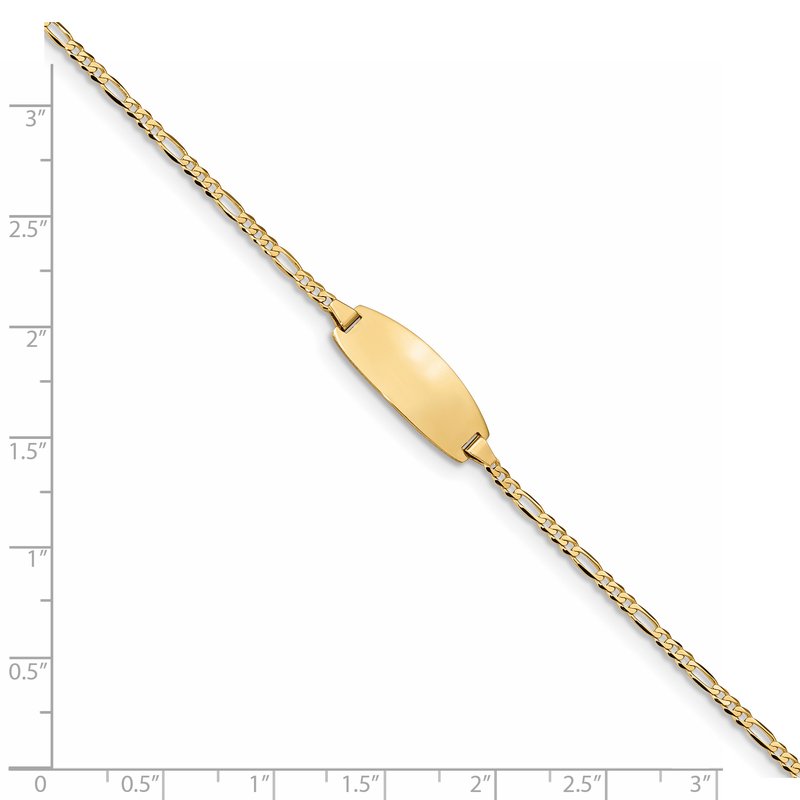 14k Polished Solid Chain/Solid Plate Figaro Link Oval 18.5x7.5mm Plate 5.5 inch Baby/Child ID Bracelet