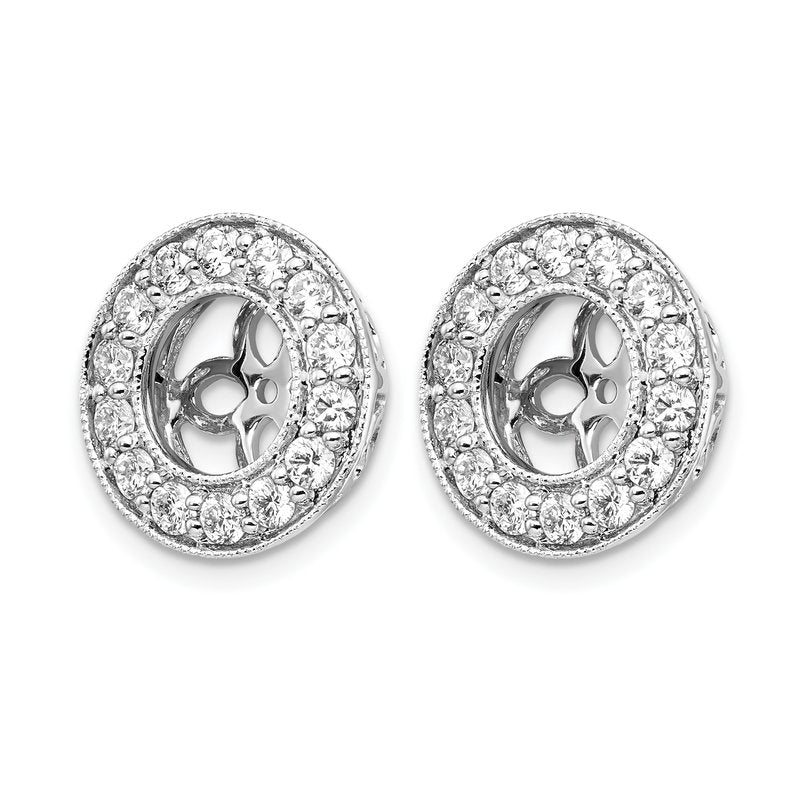 14K White Gold 1 carat Lab Grown Diamond VS+ F+ for 6-6.5mm Studs Complete Earring Jackets
