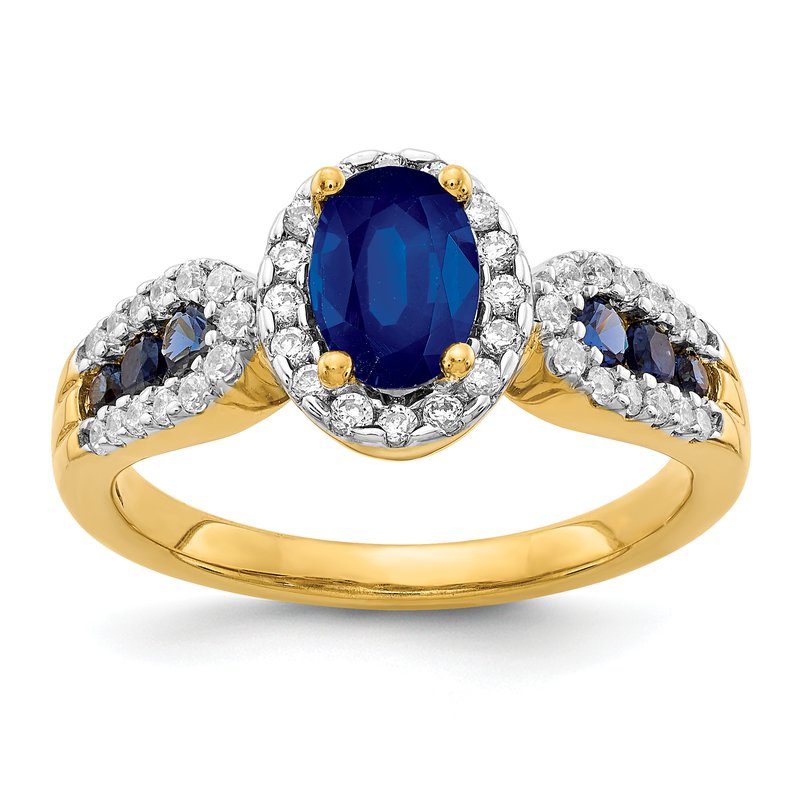 14k White Gold Diamond and Oval Emerald Ring