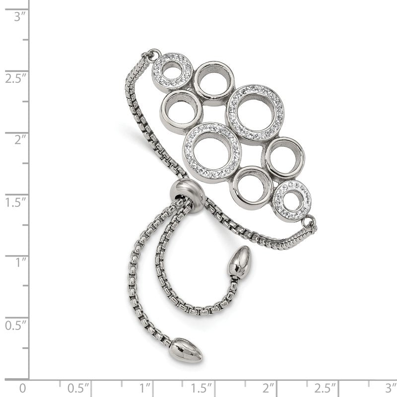 Stainless Steel Polished with Preciosa Crystal Circles Adjustable Bracelet
