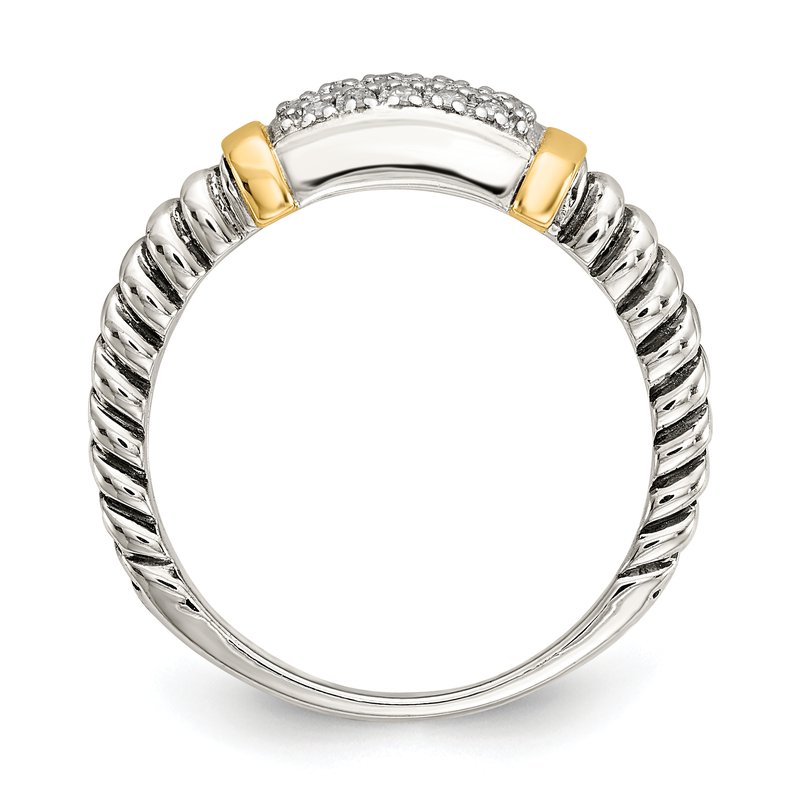 Sterling Silver with 14K Accent Antiqued Diamond Ring