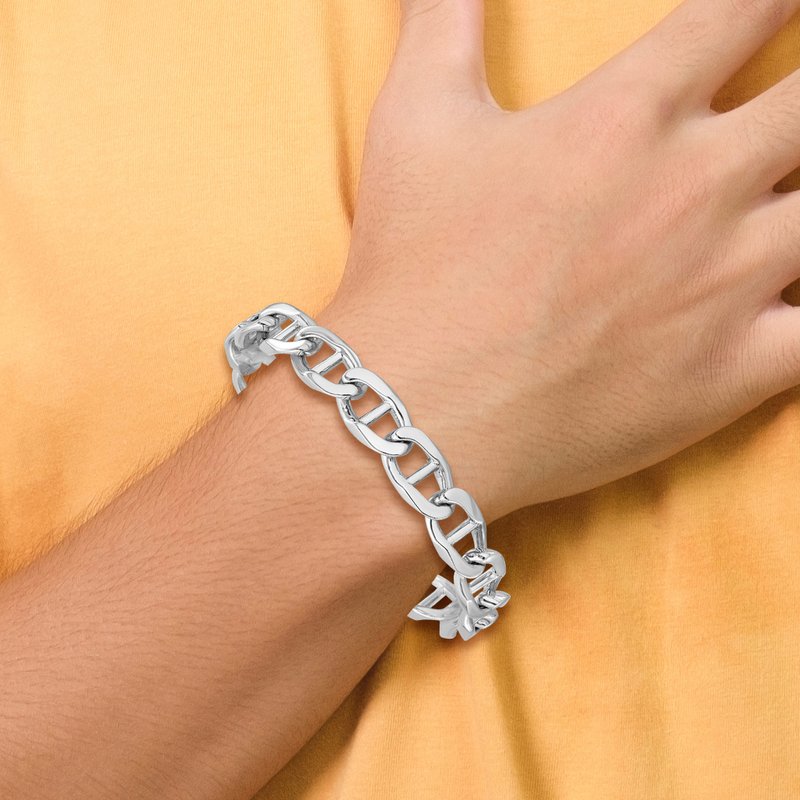 14K White Gold 20 inch 10.3mm Hand Polished Fancy Anchor Link with Fancy Lobster Clasp Chain