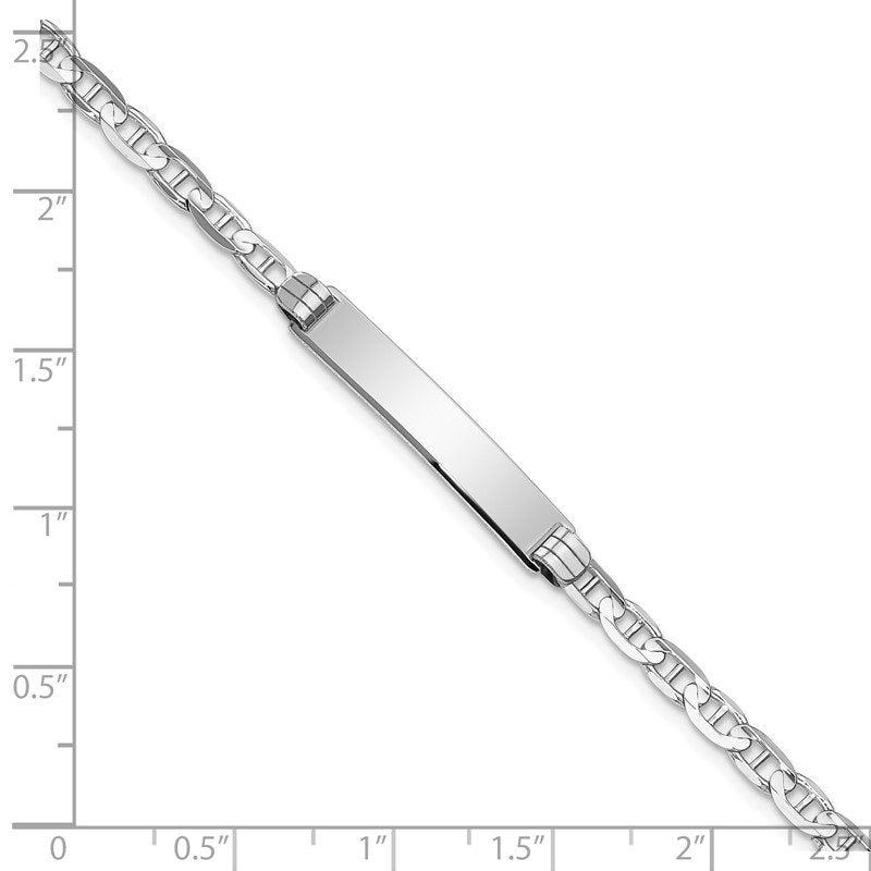 14k White Gold Polished Solid Chain/Solid Plate Anchor Link 25.5x4.8mm Plate 7 inch ID Bracelet