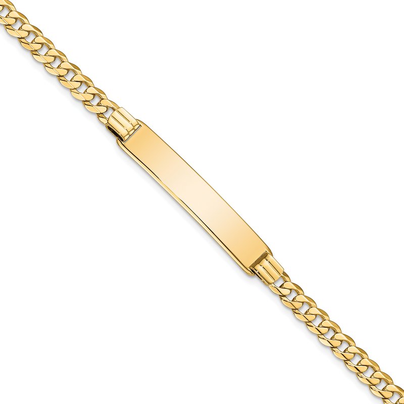 14k Polished Solid Chain/Solid Plate Curb Link 33.5x7mm Plate 7 inch ID Bracelet