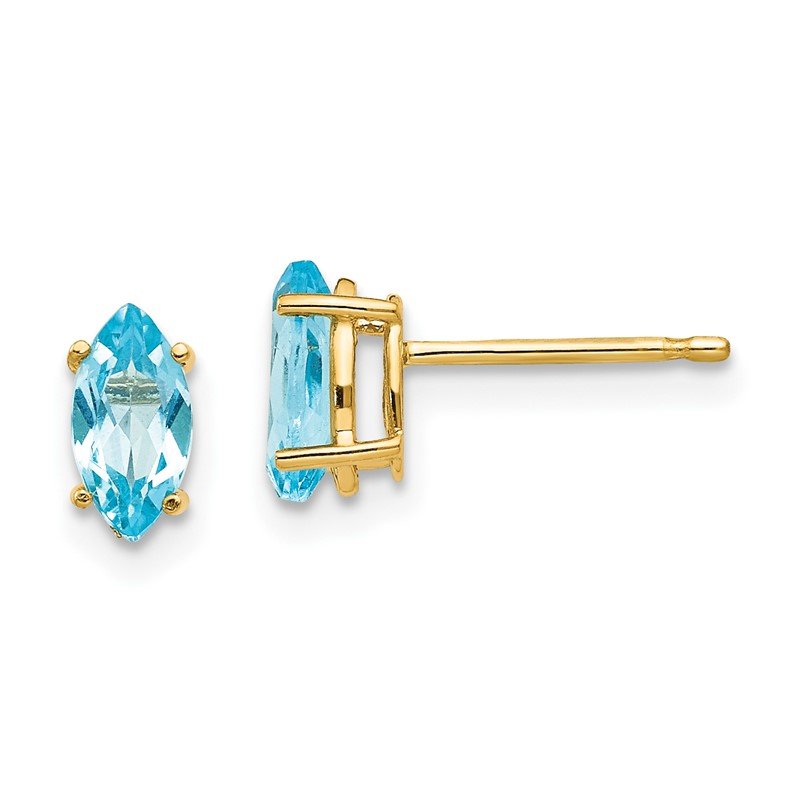 14k 7x3.5mm Marquise Blue Topaz Post Earrings