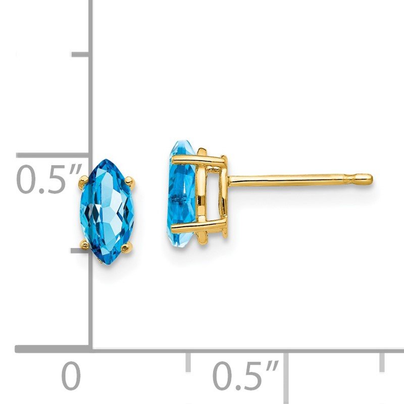 14k 7x3.5mm Marquise Blue Topaz Post Earrings
