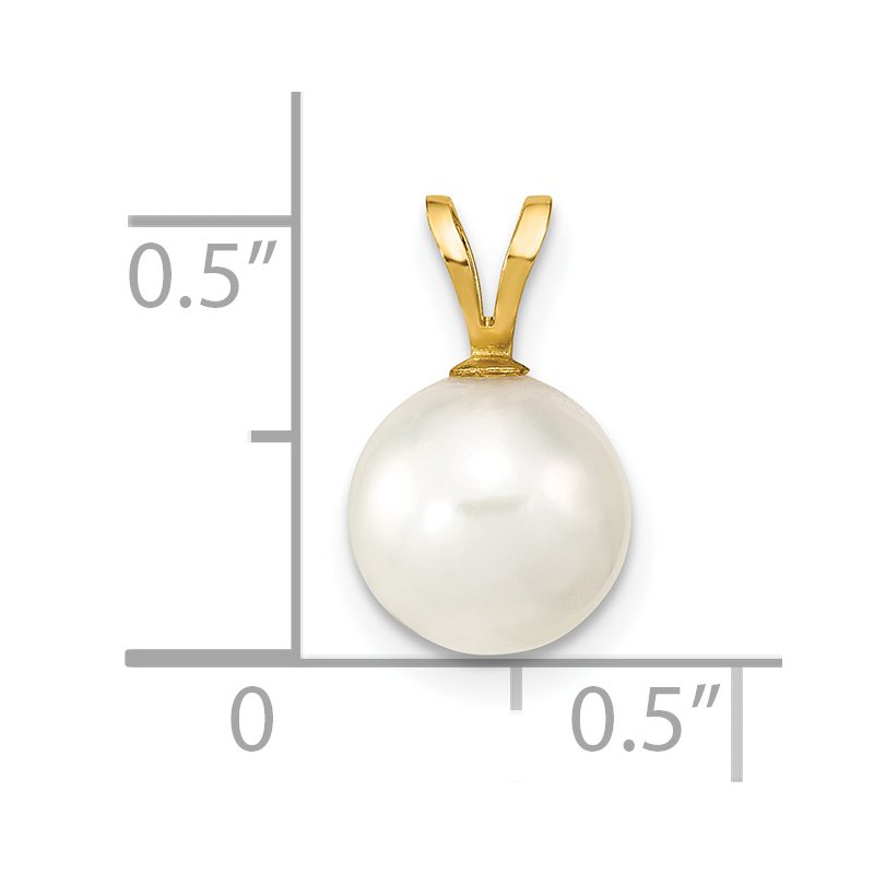 14k 8-9mm White Round Akoya Saltwater Cultured Pearl Pendant