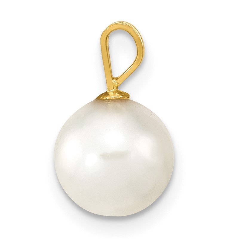 14k 8-9mm White Round Akoya Saltwater Cultured Pearl Pendant