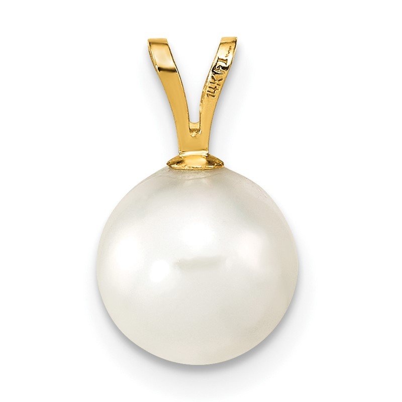 14k 8-9mm White Round Akoya Saltwater Cultured Pearl Pendant