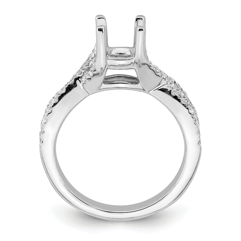 14K White Gold 3/8 carat Lab Grown Diamond VS/SI  D E F  Semi Mount Round By-Pass Engagement Ring