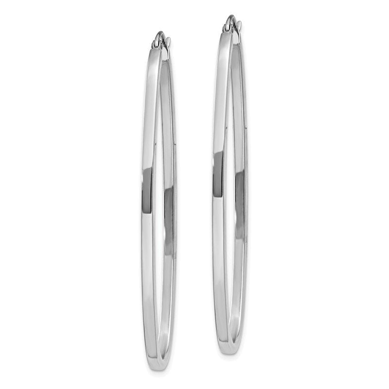 14k White Gold Large Oval Hoop Earrings
