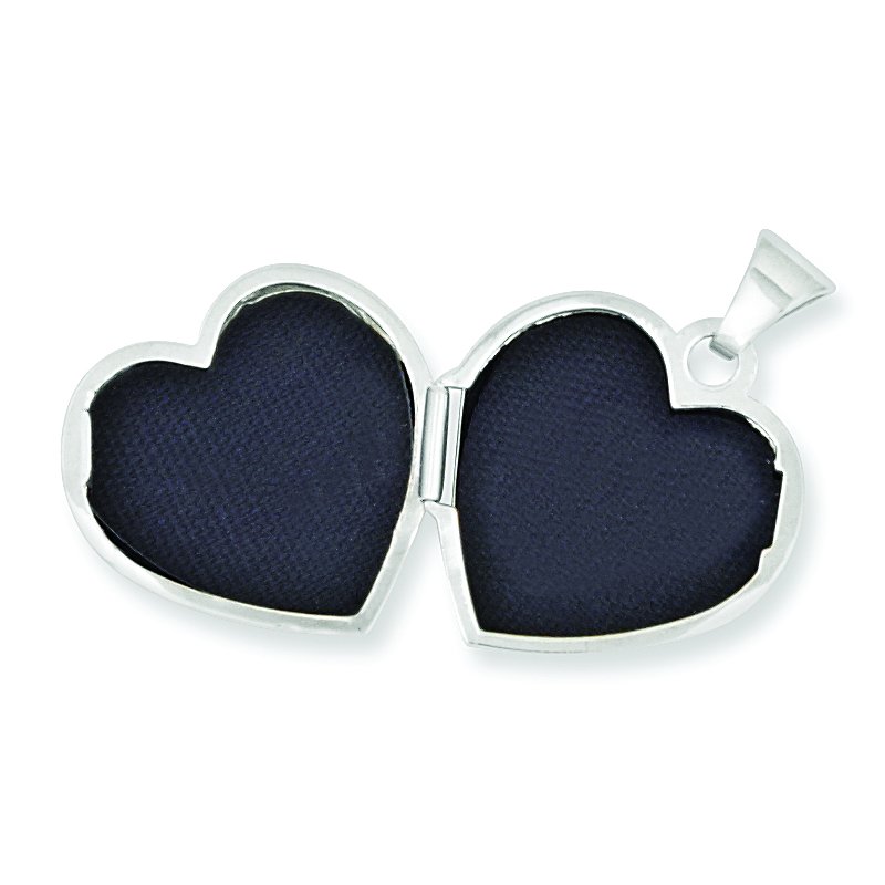 14k White Gold Polished Scrolled 15mm Heart Locket