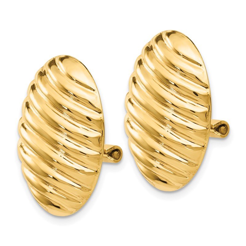 14k Polished Button Non-pierced Omega Back Earrings