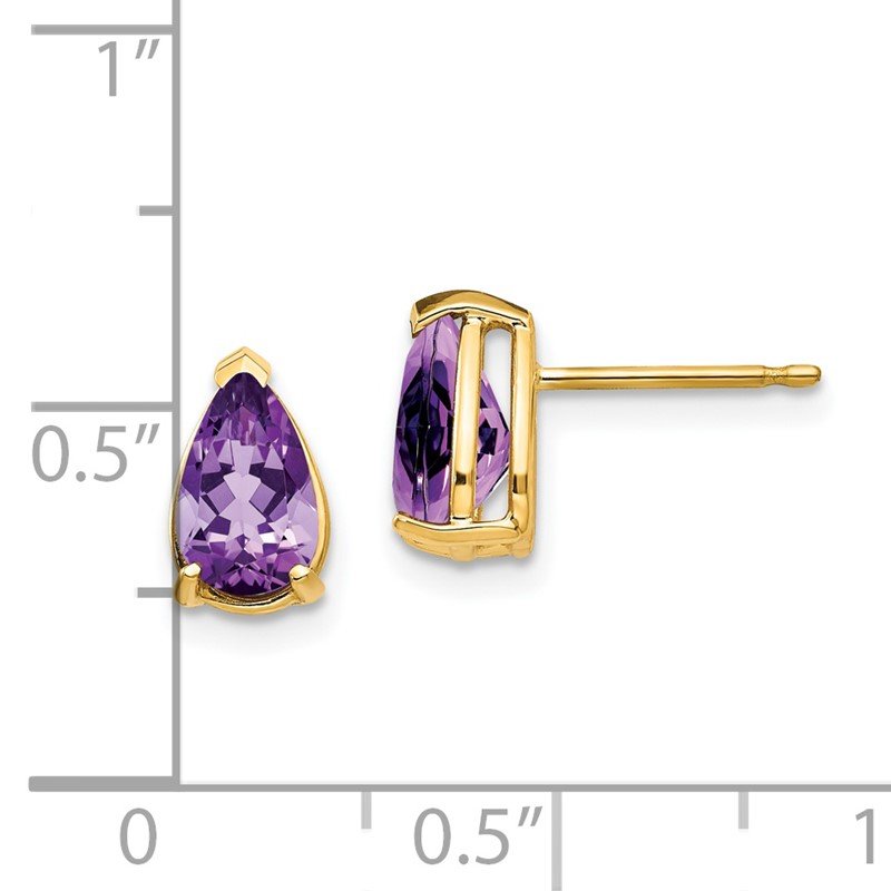 14k 8x5mm Pear Amethyst Post Earrings