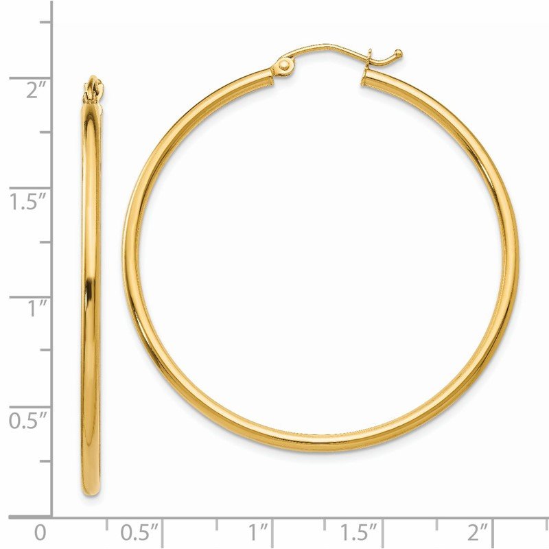 14k 2x45mm Polished Lightweight Tube Hoop Earrings