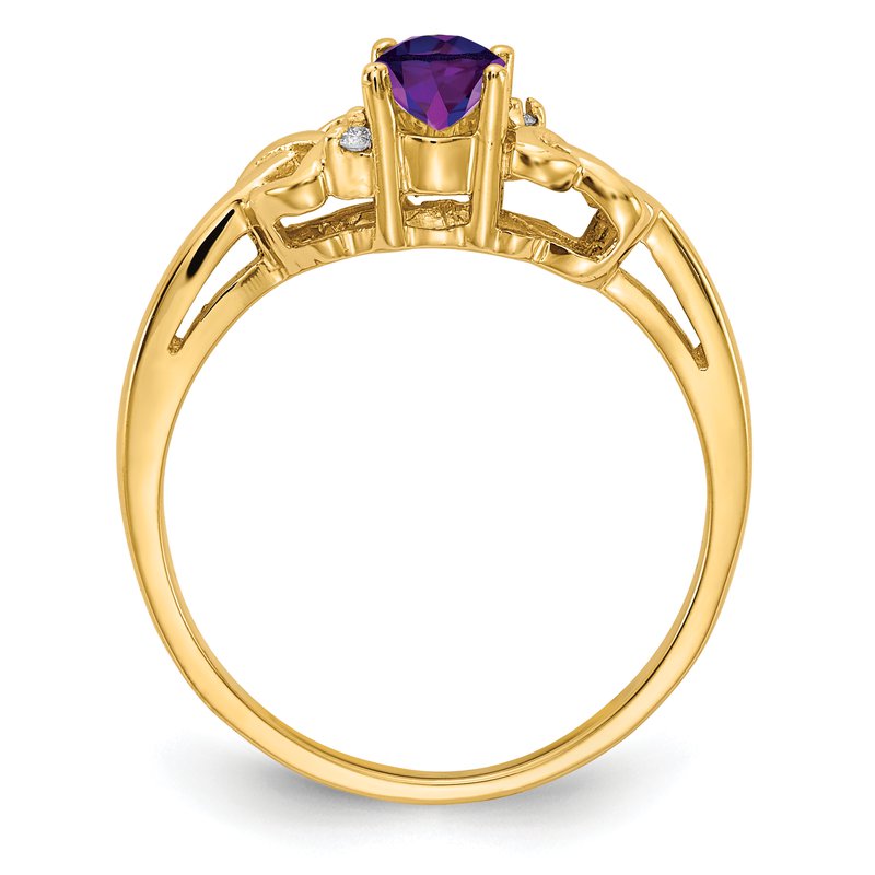14k 6x4mm Oval Amethyst AA Diamond ring