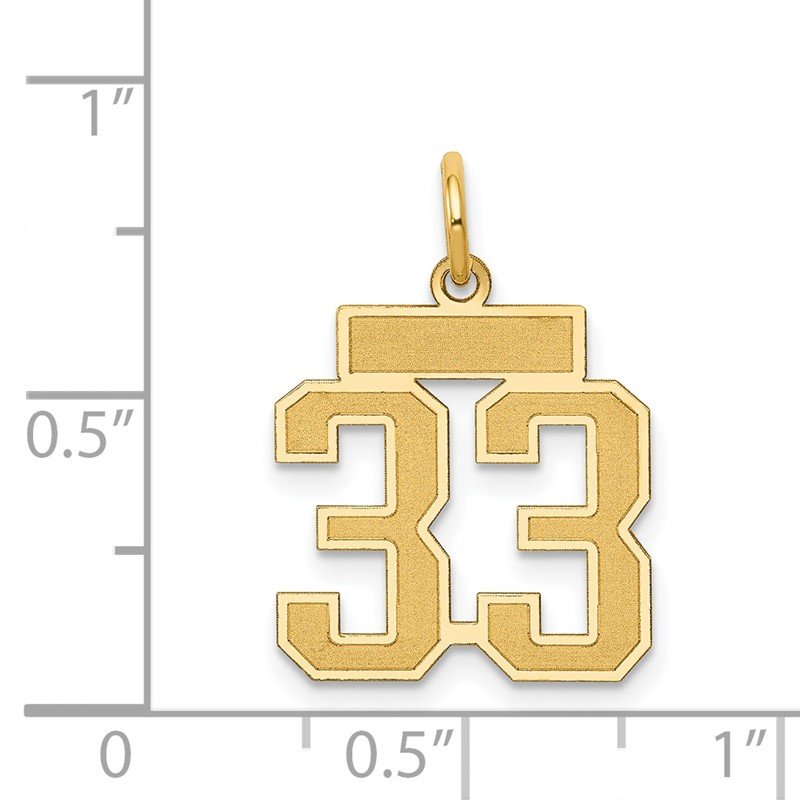 14k Small Satin Number 33 Charm
