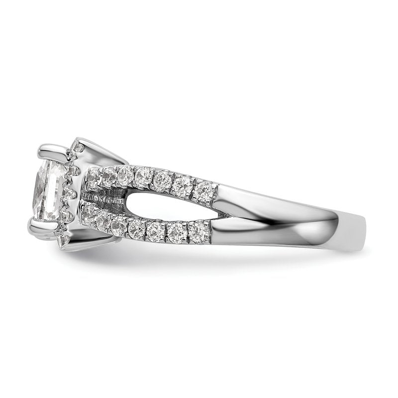 14K White Gold 3/4 carat Lab Grown Diamond VS/SI  D E F  Semi Mount Princess Halo Engagement Ring
